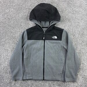 The North Face Glacier Jacket Kids Medium Gray Black Fleece‎ Hooded Denali